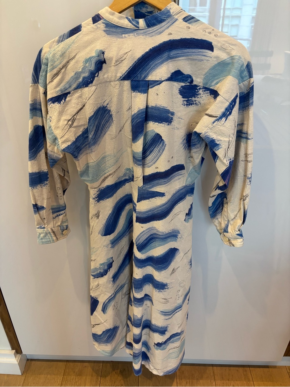 Claire Heinui Blue Brushstroke Print Samira Dress with Belt - Picture 5 of 5